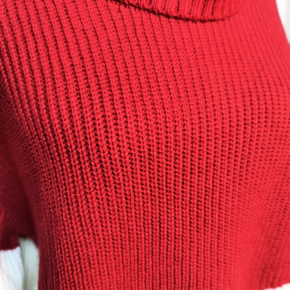 Karl Lagerfeld Colorblock Turtleneck Ribbed Sweater Size M Tunic Red Black NWT - Picture 6 of 11